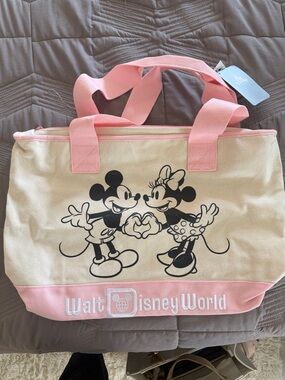 Disney Cream & Pink Mickey and Minnie Canvas Tote